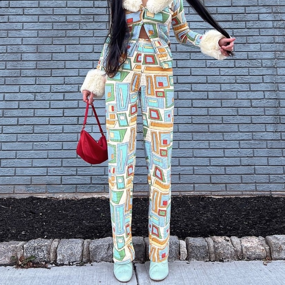 NWT House of Sunny Pepperland Pants Knit Puzzle Print